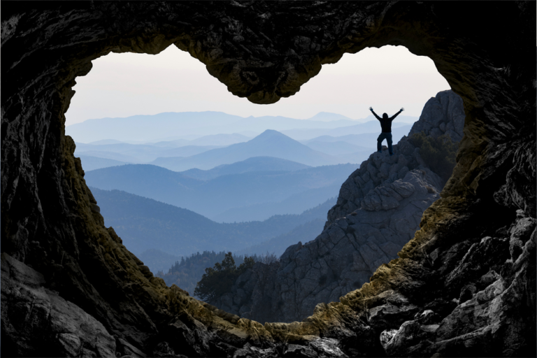 Embrace your potential against a breathtaking mountain backdrop.