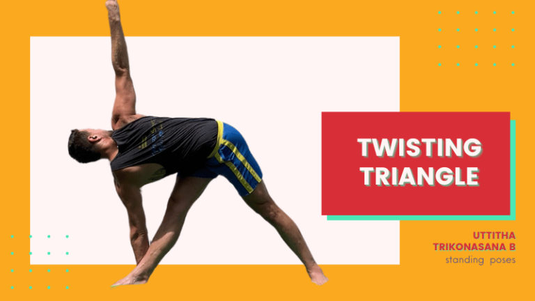 Twisting Triangle Pose: A dynamic yoga posture for flexibility and strength.